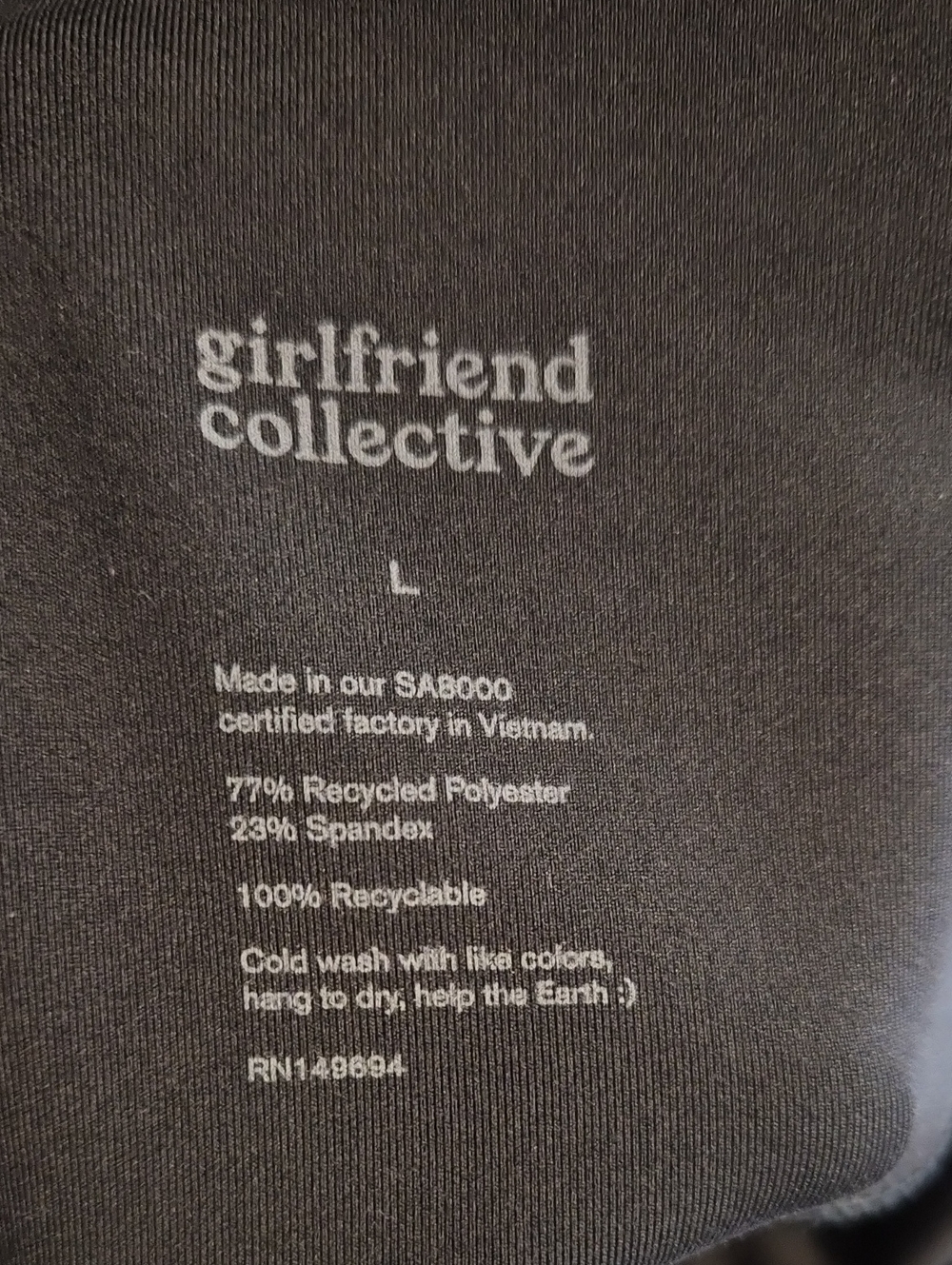 Girlfriend Collective Black Luxe Legging - Picture 2 of 3